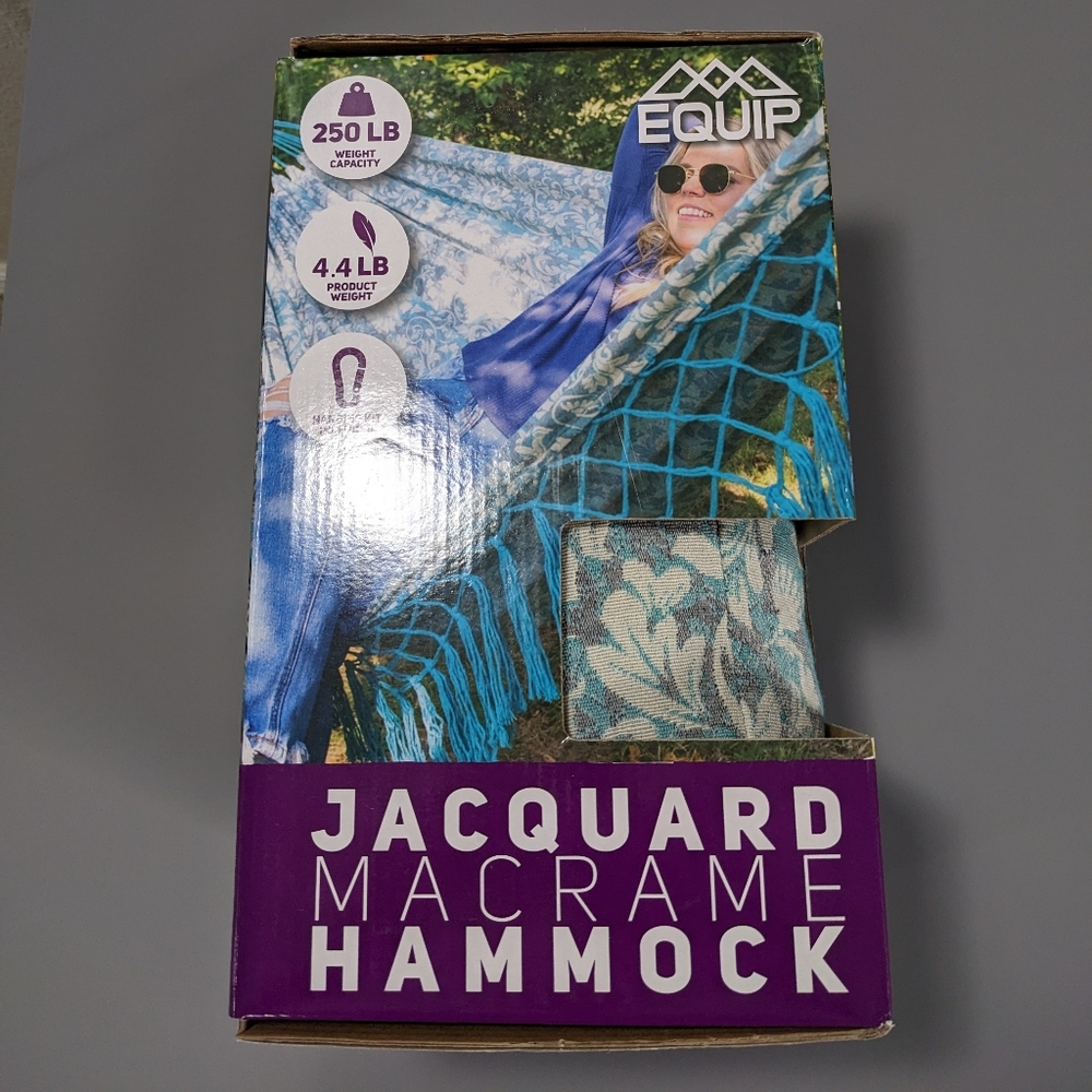Equip Jacquard Macrame Bohemian Hammock, Lace Like Print, 81"L X 59"W, NEW